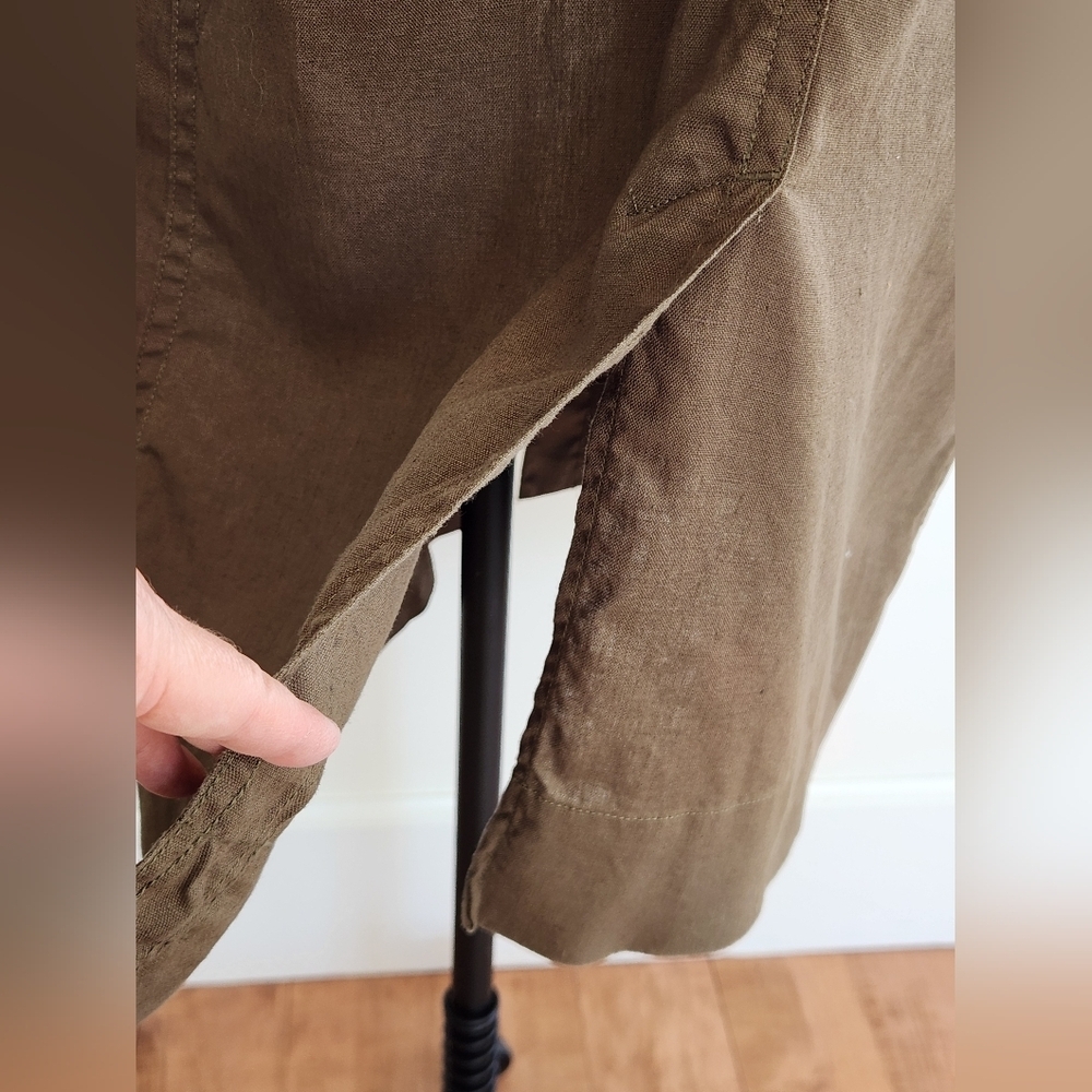 || MADEWELL || Linen Duster Army Green Pockets Button Down Jacket Sz S - Picture 9 of 12